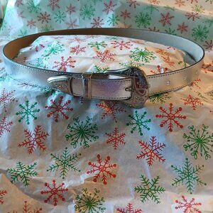 Silver Leather Belt Women's Small